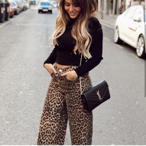 NWT Zara Leopard Print Culotte Wide Leg Pants